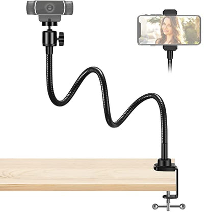InnoGear Webcam Stand with Phone Mount, Desk Camera Arm Stands Gooseneck for Logitech Webcam BRIO 4K C960 C920 C920S C922 C922x C925e C930 C930e C615 NexiGo N60, Right Light, Gopro with 1/4" Thread - style: Desk Mount Stand