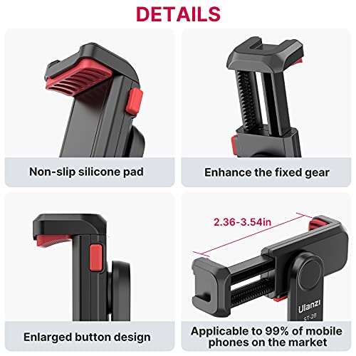Phone Tripod Mount Holder for iPhone - ULANZI ST-06S Camera Hot 2 Cold Shoe Phone Mount Compatible for iPhone Android Sony Canon DJI Ronin S/SC Zhiyun Gimbals