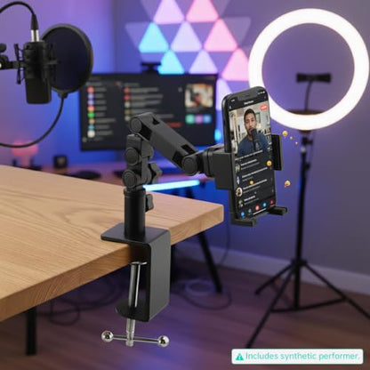 Heavy Duty Metal Desk Clamp,Upgrad C-Clamp Mount for Mic Boom Arm Desk Lamp | 12mm mounting hole. Rubber-lined jaws prevent wear.Fits max 58mm Desk. Quick knob adjustment. For mic arms/phone stands/lamps - color: Black