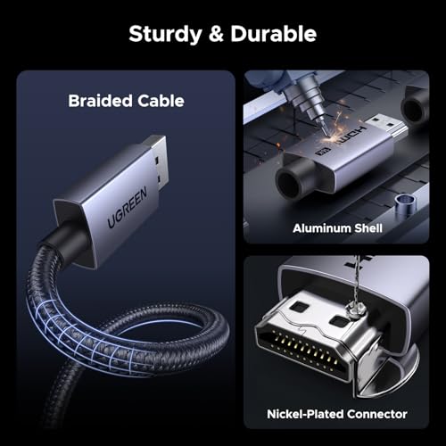 UGREEN 16K HDMI 2.2 Cable 96Gbps 6.6FT, Ultra High Speed HDMI Cord Aluminum, 4K@480Hz 12K@120Hz 8K@240Hz, HDCP 2.2&2.3, Lip eARC HDR 10 Compatible with PS5/Blu-ray/Roku TV/Switch 2/Mac mini M4