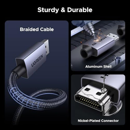 UGREEN 16K HDMI 2.2 Cable 96Gbps 6.6FT, Ultra High Speed HDMI Cord Aluminum, 4K@480Hz 12K@120Hz 8K@240Hz, HDCP 2.2&2.3, Lip eARC HDR 10 Compatible with PS5/Blu-ray/Roku TV/Switch 2/Mac mini M4