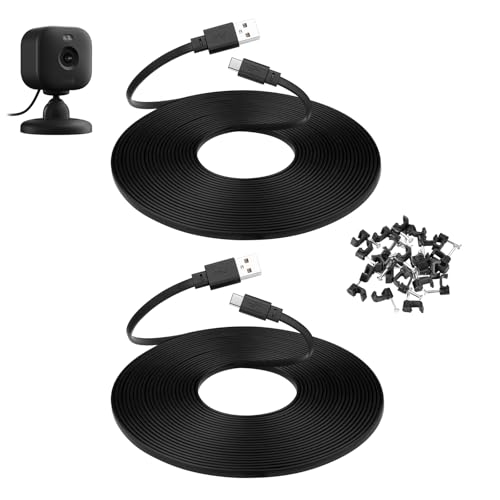 Smays 2-Pack 30 ft Extension Cable for Blink Mini 2, Blink Outdoor 4 Camera, Long USB C Power Cord - color: Black