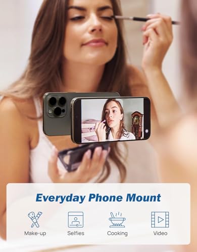 JOYTUTUS Shower Phone Holder, Reusable Suction Cup Phone Mount for Shower, Mirror, Kitchen, Window & Bathroom, Shower Phone Mount Compatible with iPhone 17, 16, 15, 14, 13, & All Phones,Black,1 Pack - color: Black