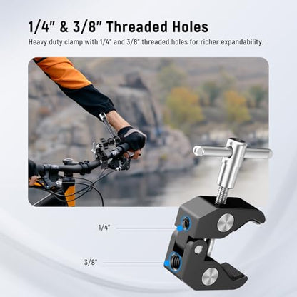 NEEWER 9.8"/25cm Adjustable Magic Arm with Super Clamp, 1/4" & 3/8" Threads, 1/4" Screws for Flash/LED Light/Microphone/Monitor, Compatible with SmallRig Camera Cage, Max Load: 3.3lb/1.5kg, ST25C - style: 9.8"/25cm w/Clamp