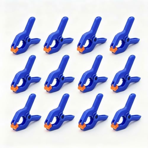 12 Pack 2.5 inch Plastic Spring Clamps, Blue Heavy Duty Spring Clips Clamps for Crafts, Backdrop Stand, Woodworking, Photography Studios, Home Improvement - color: Blue (2.5")-12 Pack