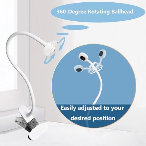 Baby Monitor Mount Holder Compatible with Nanit Pro Smart Baby Monitor & Flex Stand, Momcozy BM01/BM03/BM04 and Other Cameras with 1/4" Threaded Hole, 16 inches Flexible Clip Clamp Mount - color: Ivory