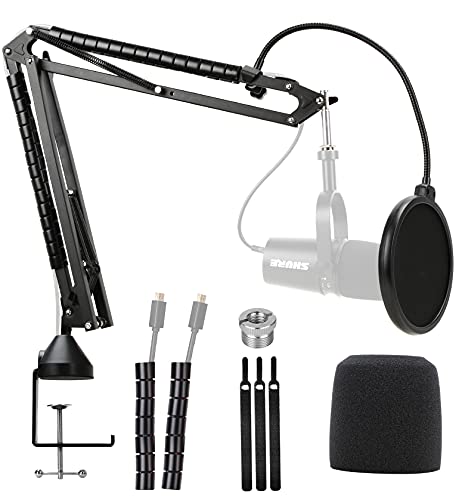 YOUSHARES Enhanced MV7 Mic Stand with Windscreen - Heavy Duty Arm Compatible with Shure MV7 Microphone and MV7X, Boom Arm Stand with Pop Filter - color: Boom Arm Stand with Pop Filter Set