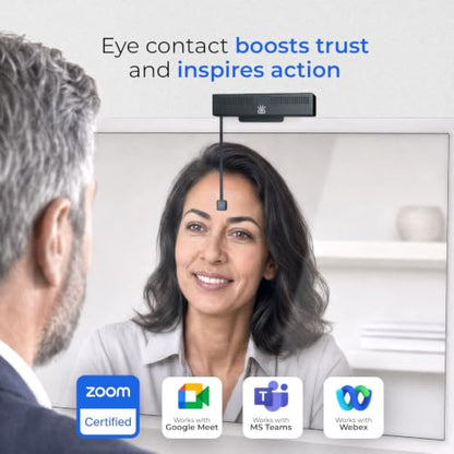 ProMini Web Camera for Meetings for Laptops & Small Screens | Eye Contact, Noise Cancelling Mic, Plug and Play USB for Mac & PC Zoom Certified, Works with Teams, Meet, and Video Calls