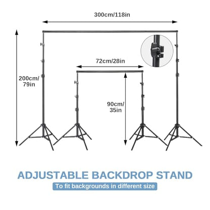 Backdrop Support Stand 6.4 x 10FT Photo Backdrop Stand Adjustable Photography Studio Background Support System Kit with Carrying Bag and 3 Clamps for Photo Video Shooting, Wedding, Party (6.4 x 10 ft) - size: 6.4 x 10 ft