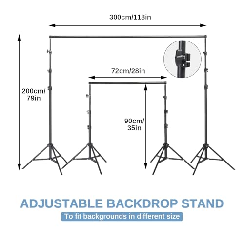 Backdrop Support Stand 6.6 x 10FT Photo Backdrop Stand Adjustable Photography Studio Background Support System Kit with Carrying Bag and 3 Clamps for Photo Video Shooting, Wedding, Party (6.6 x 10 ft) - size: 6.6 x 10 ft