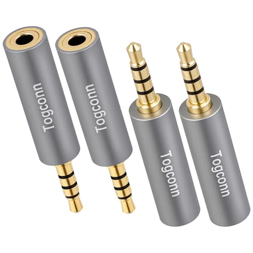 3.5mm TRS to TRRS Adapter 4 Pack, 1/8'' 3.5mm 3-Pole TRS Female to 4-Pole TRRS Male Microphone Audio Jack Converter Connector for Smartphone Headphone Mic 3 Pole to 4 Pole Camera, PC, Laptop, Recorder - color: 3.5mm TRRS Male to TRS Female, size: 4 Pack