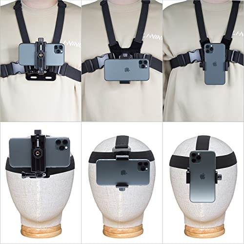 Haoyou Mobile Phone Chest Strap Mount Harness and Head Strap Holder Kit for VLOG/POV Phone Holder Compatible with iPhone, Samsung, Google and GoPro, AKASO, DJI Osmo Action Camera