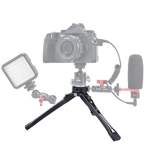 FocusFoto Aluminum Alloy Mini Adjustable Desktop Tripod - 4-Level Height (45mm-165mm) with 1/4"-20 Screw Holes, Foldable Hand Grip & Expandable Design for Phone/Camera Accessories - style: Tripod