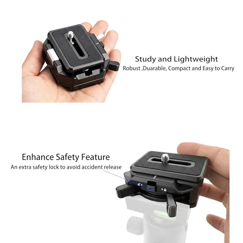 Quick Release Plate System, Aluminum Alloy Arca-Swiss Compatible Base and Top Plate with 1/4" & 3/8" Mounts for DSLR, Tripod, Gimbal, and Slider (11lbs Load Capacity)