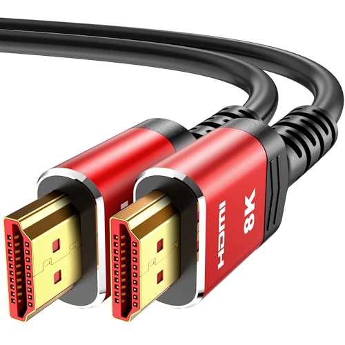 Highwings 8K HDMI Cable 6.6FT, 2.1 High Speed 48Gbps HDMI Braided Cord-Supports (8K 60Hz HDR,Video 4K 2160p 1080p 3D HDCP 2.2 ARC-Compatible with Ethernet 4K Projector Game Monitor ect - color: Red, size: 6.6 feet
