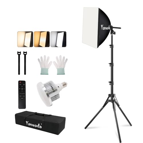 Professional 16''x16'' Softbox Lighting Kit - Studio Light Photography with Remote, Adjustable Brightness & 3 Color Temperatures, Portable Studio Light for YouTube, Product Photography, 95W LED Bulb - size: 1-Pack