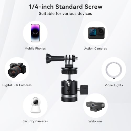 UTEBIT 31mm Strong Magnetic Camera Mounting Base, Magnet Action Camera Mount with 360° Rotation Mini Ball Head & Phone Holder Mount, Compatible with Gopro Hero, DJI Osmo Action Osmo Nano, Insta 360 - size: 31MM