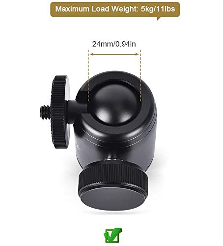 UTEBIT 2 Pack Universal 1/4" Swivel Mini Ball Head Screw Tripod Mount | 360° Rotating Mount Base Adapter 1/4" Camera Hot Shoe Mount for DSLR Cameras Vive Tripods Monopods Camcorder Light Stand - size: 24MM BALL-2PACK
