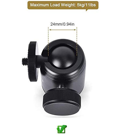 UTEBIT 2 Pack Universal 1/4" Swivel Mini Ball Head Screw Tripod Mount | 360° Rotating Mount Base Adapter 1/4" Camera Hot Shoe Mount for DSLR Cameras Vive Tripods Monopods Camcorder Light Stand - size: 24MM BALL-2PACK