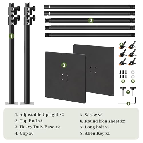 Square Backdrop Stand 6.5x10 ft, Adjustable Photo Backdrop Stand Kit, Heavy Duty Pipe and Drape Photography Background Support with Flat Metal Base for Wedding, Party, Video Studio, Birthday, Black - size: 10x6.5 ft