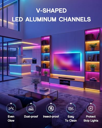 10Pack 3.3FT/1M LED Aluminum Channel V Shape with Milky White Cover Lens for 8/10mm LED Strip Lights,LED Diffuser Channel Even Glow for Living Room,Stairs,Kitchen,Cabinet - size: V Shape ≤10mm Width Led