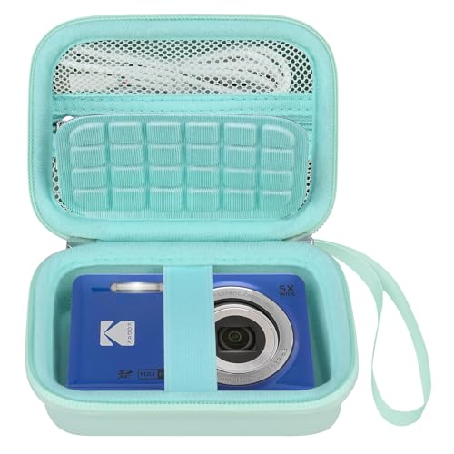 Elonbo Camera Carrying Case for KODAK PIXPRO FZ55 / FZ53 / FZ45 / FZ43 16MP Digital Camera, Vlogging Camera Storage Holder Travel Bag, Mesh Bag Fits Batteries, Cable, Memory Card, Green - color: Green