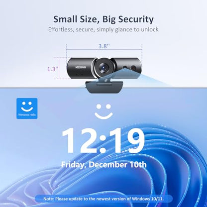 NexiGo HelloCam Pro, Webcam with Windows Hello, 1080P 60FPS Autofocus, True Privacy, Automatic Electronic Shutter, Computer Camera, Microphone, Facial Enhancement, HD USB Web Cam - style: Webcam with Windows Hello