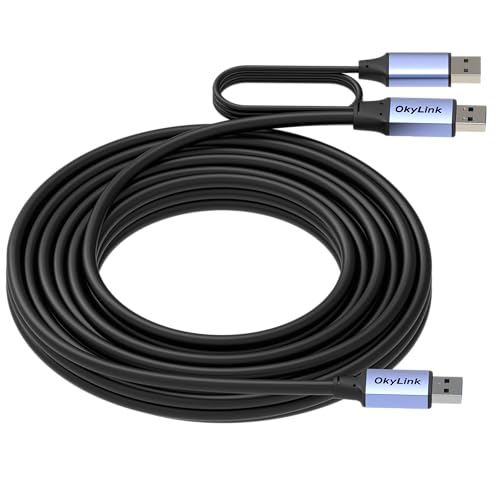 OkyLink Active USB 3.0 Data Cable A to A, Male to Male 5Gbps, 25ft | 8M, 3.2 Gen 1, Includes power cable, suitable for Industrial Printer and Scanner - color: USB3.0(5Gbps), size: 25ft (8m)