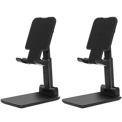 2 Pack Phone Stand for Desk, Angle & Height Adjustable Phone Holder | Fully Foldable & Portable, Compatible with All Under 6.5" Smartphones, Ideal for Home, Office & Travel Use, Black & Black - color: C-Black&Black