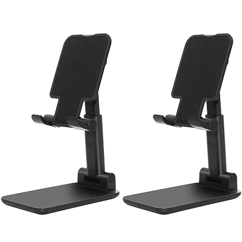 2 Pack Phone Stand for Desk, Angle & Height Adjustable Phone Holder | Fully Foldable & Portable, Compatible with All Under 6.5" Smartphones, Ideal for Home, Office & Travel Use, Black & Black - color: C-Black&Black