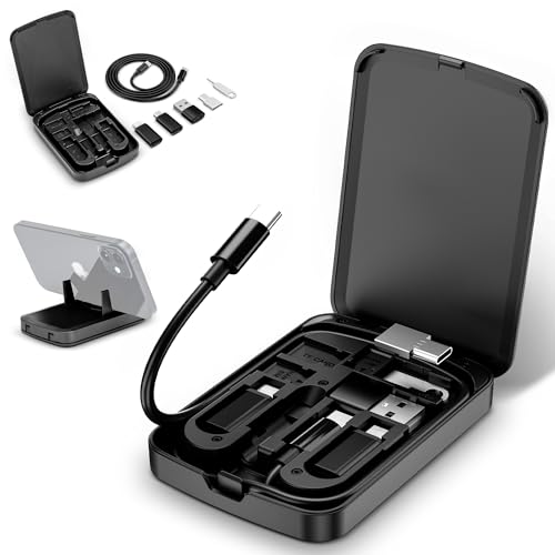 Kiorafoto Multi-Functional Compact Cable Card with 22" USB-C Cable & USB-A/Micro-USB/Light/OTG USB Adapter Kit Cable Convertor Storage Box for Traveling Phone Pad Charging PC Computer Data Transfer