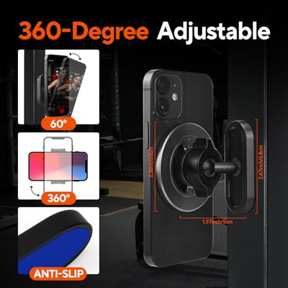 Gym Magnetic Phone Holder for Workout Recording | Gym Phone Holder Magnet Mount with Strong Magnet Base, Compatible with MagSafe iPhone 17-12 - size: B- Round Phone Holder