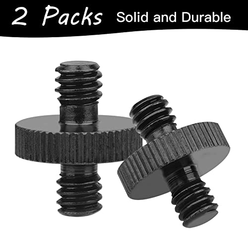 1/4" Male to 1/4" Male Threaded Tripod Screw Adapter Double Head Stud Standard Mounting Thread Converter for Camera Cage Mount Light Stand Monopo Shoulder Rig Tripod Black-2 Packs - color: 2 Packs