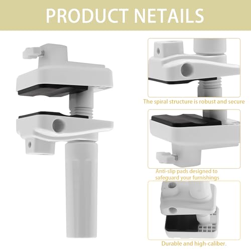 Mic Arm Desk Mount Clamp Insert Holes Universal Mic Stand Desk Holder for Boom Arm, Lamp, Monitor Stable Desk/Bed Mount White(2-Pack)
