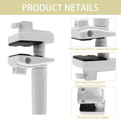 Mic Arm Desk Mount Clamp Insert Holes Universal Mic Stand Desk Holder for Boom Arm, Lamp, Monitor Stable Desk/Bed Mount White(2-Pack)