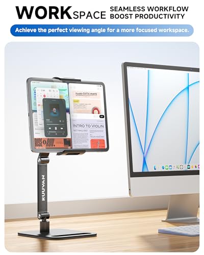 Portable Monitor Stand for 15.6'',17.3'', Tablet Stand Holder for iPad | Aluminum Alloy Foldable Arm Mount with 360° Swivel, Desk Holder Compatible with 4.7-17.3inch Tablet iPad Pro : Electronics