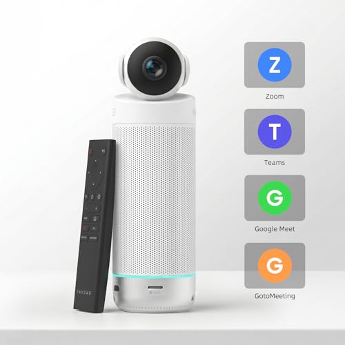 KanDao Meeting S 1080P HD Conference Room Camera, AI Face Recognition and Speaker Tracking, 8 Noise Cancelling Mics, Smart Zoom, Automatic Focus, 180-Degree, Plug & Play, Compatible with Teams, Skype