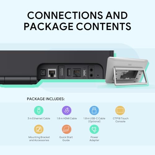 Yealink A10-020 All-in-One Video Conferencing System 4K Conference Room Camera Android Meeting Bar A10 with CTP18 Touch Panel for Small Rooms Certified by Microsoft Teams Room, Zoom Room - size: A10-020