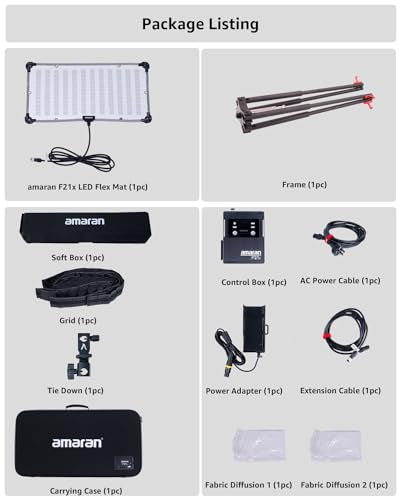 Aputure amaran F21x Bi-Color V-Mount LED Mat Foldable Flexible LED Light 2500K- 7500K CRI 95+, TLCI 98 App Control for Video Studio Photography Film Lighting with Sftobox,Carring Case (Amaran F21x)