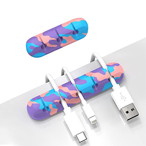 INCHOR Cable Organizer, Cord Organizer Cable Management, Cable Clips USB Cable Holder Wire Organizer Cord Clips,(5, 3 Slots Colourful) - color: Multi