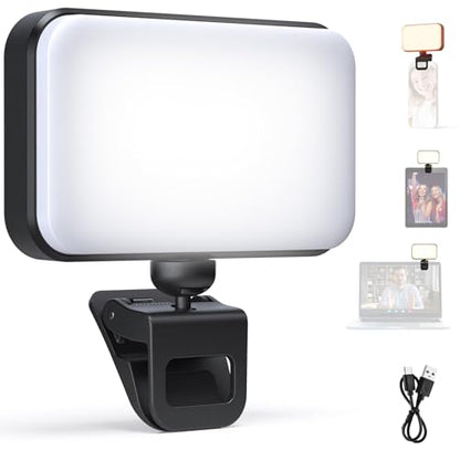 NEEWER Entry Level Version LED Selfie Light, Plastic Clip on Phone Fill Lighting for iPhone, 66 LEDs CRI92 Portable for Computer Laptop Webcam Zoom Video Conference Makeup Recording Streaming, N6