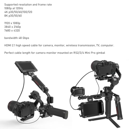 Micro HDMI to HDMI 4K 8K 60p Cable for ATOMOS Ninja V Ultra Canon R6 II R5C R5 R8 Sony ZVE10 A7C A7R IV III A7SII Lumix S5 S9 GH4 Camera SmallHD Cine Indie Monitor, Type A D HDMI 2.1 Red 50cm