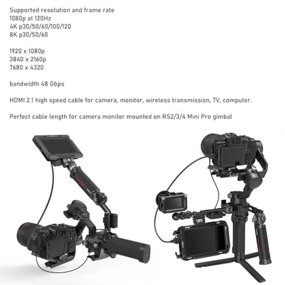 Micro HDMI to HDMI 4K 8K 60p Cable for ATOMOS Ninja V Ultra Canon R6 II R5C R5 R8 Sony ZVE10 A7C A7R IV III A7SII Lumix S5 S9 GH4 Camera SmallHD Cine Indie Monitor, Type A D HDMI 2.1 Red 50cm