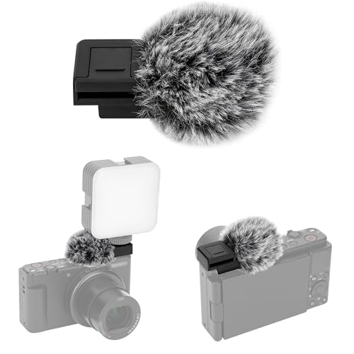 JJC Cold Shoe Wind Muff for Sony ZV-E10 II ZVE10 ZV-1F ZV-1 II ZV-E1, Black | Furry Windshield Wind Shield, Microphone Puff, Shoe Adapter Mount Holder for LED Light Mic Attachment, Vlogging Accessories - color: Black, size: For Sony Z Series Cameras