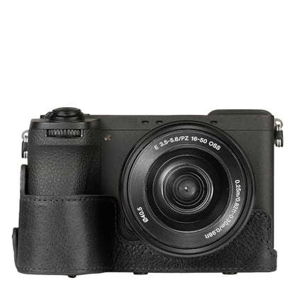 Mega Gear Genuine Leather Camera Case for Sony Alpha a6700 (16-50mm) - Stylish and Protective - Black - color: Black