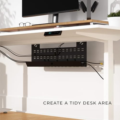 HumanCentric Under Desk Cable Management Tray and Computer Cord Raceway, Underdesk Cord Organizer, Standing Desk Cable and Wire Management, Heavy Duty, Included Straps, Medium, Black