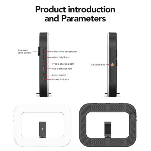 Smartphone Ring Selfie Light Kit Handheld LED Mobile Video Stabilizer Fill Lighting Rig Lights Built-in 8000mAh Battery Rechargeable for Phone Camera, YouTube, TIK tok Video Recording, Make up