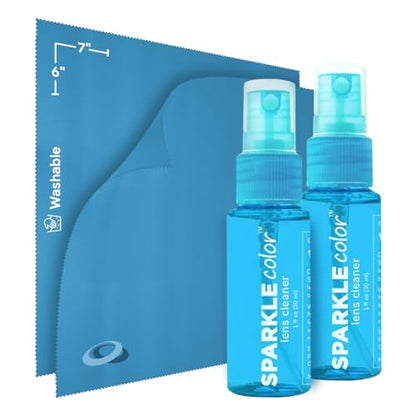 Sparkle Anti-Reflective Safe Lens Cleaner Spray Kit - (2) 1oz Glasses Cleaner Bottle & (2) Microfiber Cloth for Eyeglasses, Sunglasses, Lenses, Screens and Camera Cleaning Kit (4 Piece Set) - style: Blue | 2x1oz Lens Spray + 2 Microfiber Cloths