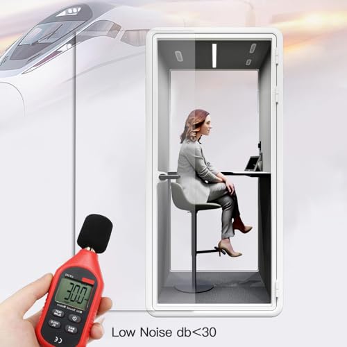 Quiet Meeting Pod with Acoustic Panels, Office Soundproof Room with Furniture, Portable Removable Working Booth for Private Phone Calling, Study, Individual Seater Personal Office H92in W43in D40in - color: Grey S