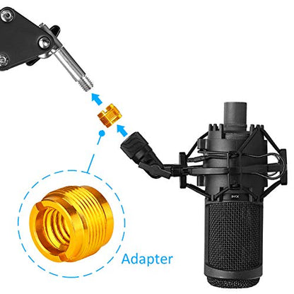 4 PCS Gold Colour Adapter for HyperX QuadCast Mic, Blue Yeti, Rode, Razer, Shure and Most USB Microphone, Shock Mount, Boom Arm Screw Thread Adapter 5/8" Male to 3/8" Female Screw Adapter by YOUSHARES - color: 4PCS